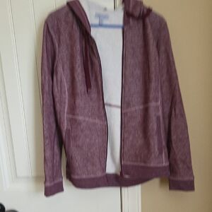 Burgandy Hooded Zip-Up Jacket